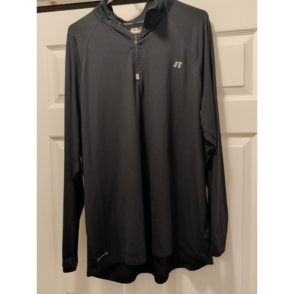 Russell Athletic Mens Dri-Power 360 Quarter Zip Pullover Black Active Shirt L